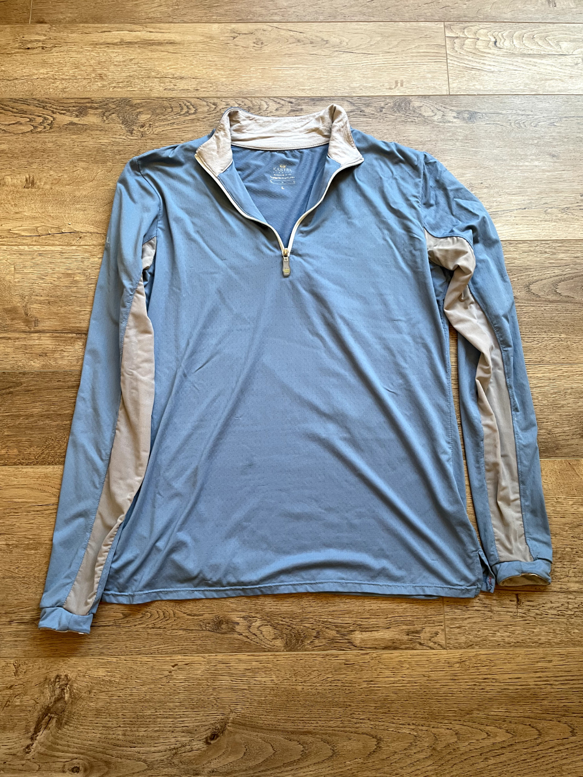 Kastel Denmark Long Sleeve 1/4 Zip Sun Shirt Sz L Large Blue