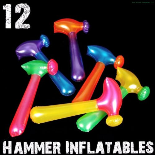 (12) Neon Hammer Tool Inflatables ~ Blow Up Pool Party Fun Kids Toy Game Favors