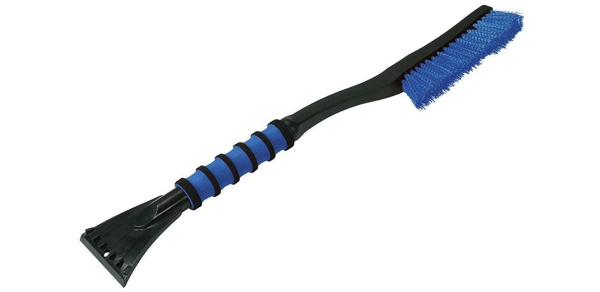 Mallory 532 26" Snow Brush With Integrated Scraper And Foam Grip Handle Blue Red