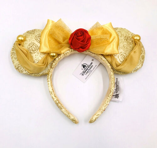 Disney Park Beauty And The Beast Cos Minnie Mouse Ears Mickey Bow Belle Headband