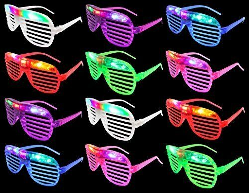 Flashing Led Glasses Multi Color Slotted Shutter Light Up Glasses Party Favor 12
