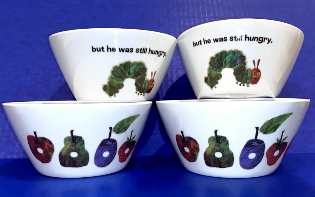 World Of Eric Carle Hungry Caterpillar Melamine Children's Cereal Bowl Set 4 New